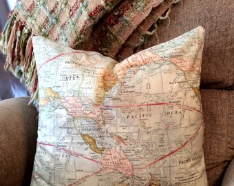 World Map Pillow Cover