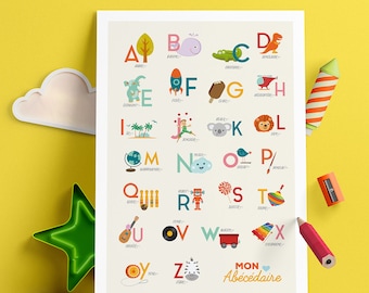 Children's ABC poster - Alphabet - Digital poster to download and print, Poster, decoration, Boy, Girl