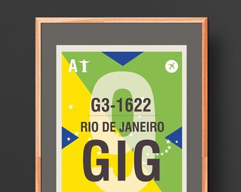 Rio de Janeiro Airport - Brazil - Digital Poster to be downloaded and printed - Wall-Art, Illustration, Home Decor