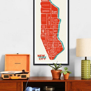New York Poster - Manhattan - NYC - New York City - Poster numérique à télécharger et à faire imprimer, Deco, Vintage, map, art print, art
