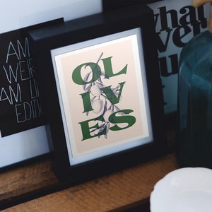 Olives Vegetable Vintage Digital Poster, to Be Downloaded and Printed