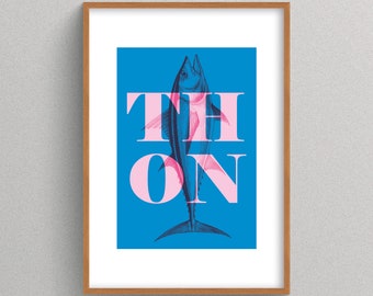 Tuna Vintage Digital Poster, to be downloaded and printed - Sea Life, Fish, Crustacean, Ocean, Decoration, Wall art