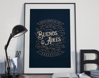 Buenos Aires - Argentina - Digital Poster to be downloaded and printed - Wall-Art, Illustration, Home Decor