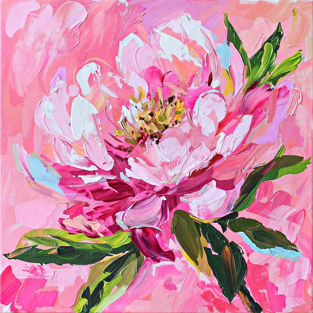 Pink Peony Oil Painting Canvas Print: Matisse Inspired Floral Art - Etsy