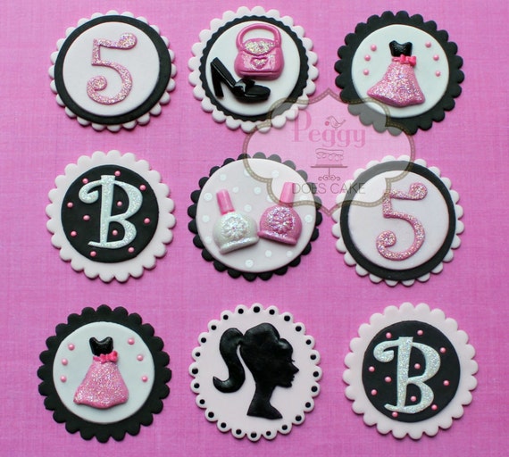 Barbie Inspired Cupcake Toppers fondant Etsy