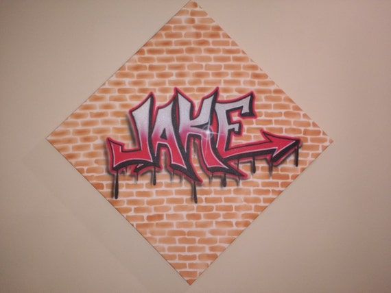 Airbrushed Personalized Graffiti Design On Canvas Etsy