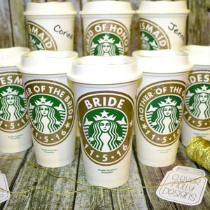 Bridesmaid Gifts Personalized Starbucks Coffee Cup with Name Genuine Starbucks Cups as wedding party gifts gifts for bridesmaids image 1