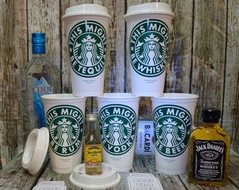 Starbucks Coffee Cup "This Might Be Vodka" or Wine, Beer, Rum, Whiskey (Genuine Personalized Starbucks Cup, Mug, Tumbler) [fun gift idea]