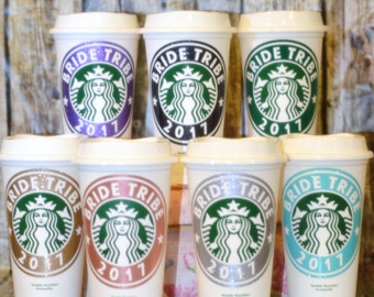 Bride Tribe Gifts - Personalized Tribe Cup, Gifts for Bridesmaids (Genuine Starbucks Cup with Name) [bridal party gifts, bachelorette party]