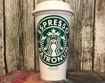 Custom Starbucks Cup ESPRESSO PATRONUM Personalized Starbucks Cup • Custom Travel Tumbler (Genuine, Reusable)[potter gift idea, potterhead]