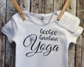 Baby Yoga Onesie • Baby Yoga Bodysuit • "GooGoo GaaGaa Yoga",  (long sleeve or short sleeve bodysuit) [yoga baby gift idea]