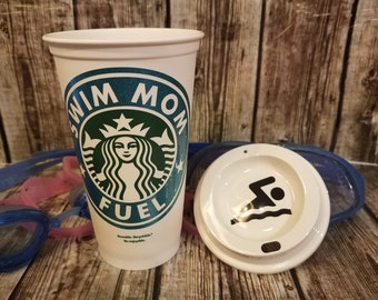 Swim Mom • Swim Team - Personalized Starbucks Coffee Cup, Custom Tumbler (Genuine, Reusable) [high quality gift idea]