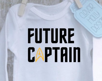 Star Trek Baby Onesie \ Body Suit - "Future Captain"  A baby gift for the ultimate Trekkie baby. [new parents gift idea]