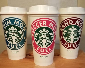 Soccer Mom • Swim Mom • Band Mom • Personalized Starbucks Coffee Cup, Custom Tumbler (Genuine, Reusable) [high quality gift idea]