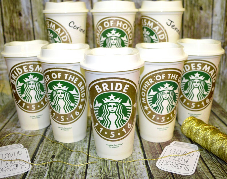 Bridesmaid Gifts Personalized Starbucks Coffee Cup with Name (Genuine Starbucks Cups as wedding party gifts) [gifts for bridesmaids] 