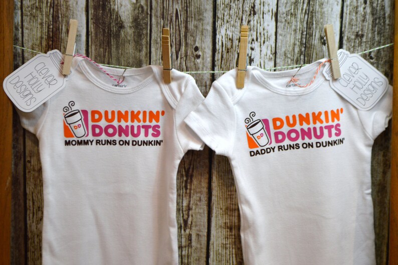 Dunkin Donuts Coffee Onesie Daddy Runs on Dunkin Etsy