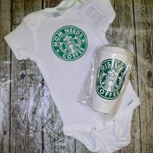 Starbucks Coffee Baby Onesie, Mom Needs Coffee Funny Parody unisex long sleeve or short sleeve bodysuit mom to be gift, new mom gift image 5