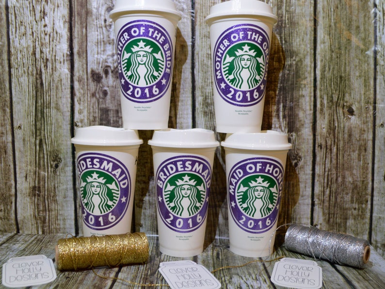 Bridesmaid Gifts Fast, Simple Personalized Starbucks Coffee Cup with Name Genuine Starbucks Cup bridal party gifts, bridesmaid ideas image 1