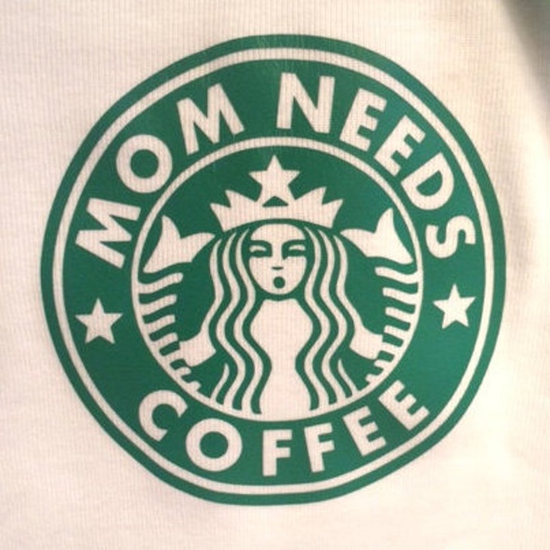 Starbucks Coffee Baby Onesie, Mom Needs Coffee Funny Parody unisex long sleeve or short sleeve bodysuit mom to be gift, new mom gift image 2
