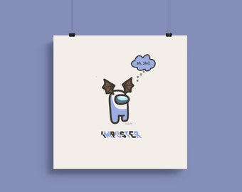 Among Us Inspired Imposter Squared Art Print Gaming Gift Artwork Sus