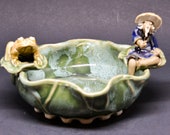 Chinese vintage clay mud man style bowl , ca.1980s