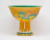 Contemporary Chinese porcelain plain footed dish, 8 inches wide and 6.5 inches tall, 1980s