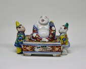 Japanese antique Arita Imari Porcelain Happy Buddha Inkwell , 1930s