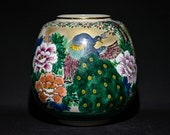 Japanese vintage colorful vase, signed on the bottom, mid 20th century