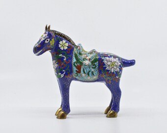 Cloissone Slipper Sling Back Figurine China Vintage 1970s Metal