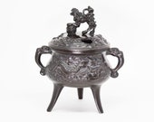 Japanese vintage cast metal incense burner, mid 20th century