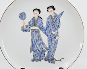 Vintage Chinese porcelain plate,10 inches wide, 1940s