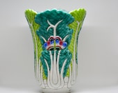 Chinese vintage porcelain vase bok choy pattern, large size , marked
