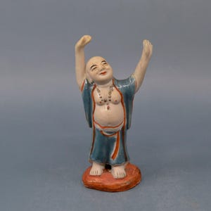 Vintage, Chinese , porcelain , happy Buddha statue, 5 inches tall, 1940s