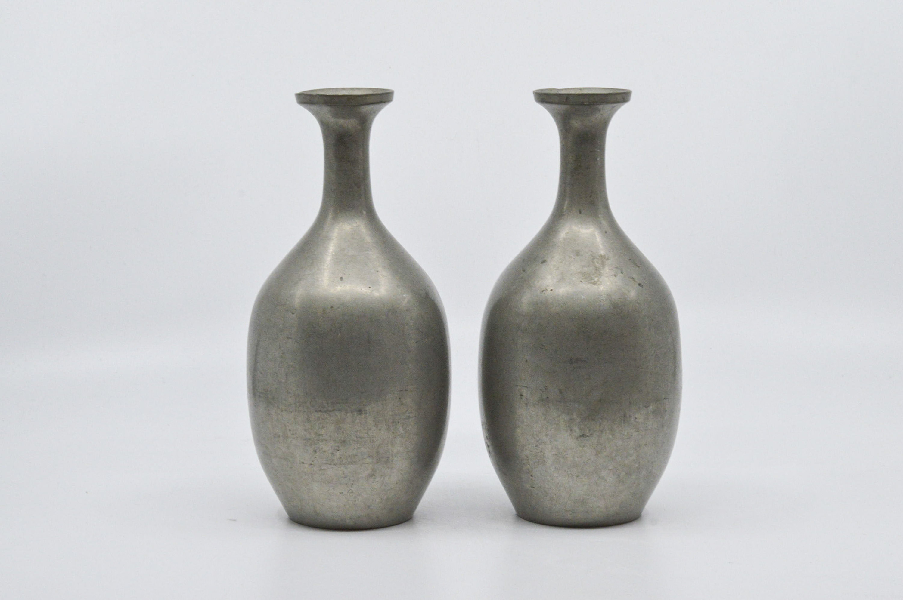 Home Décor Vases 7.25 inches tall Vintage Japanese pewter pair vases or