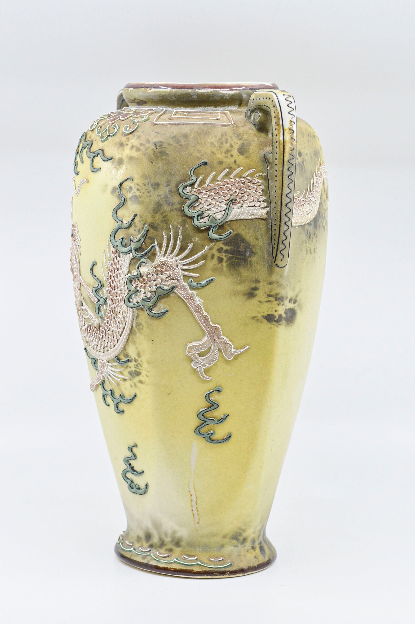 Antique Japanese Nippon Porcelain Dragon Vase 12 Inches Etsy
