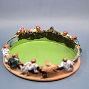 Antique, Japanese, ceramic, Sumida Gawa , bowl, 8.5 inches wide, 1920s