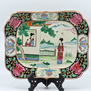 Vintage Japanese porcelain dish , 13 x 10.5 inches , 1930s