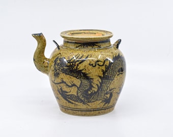 Vintage Chinese dragon decorative teapot, 5.5 inches tall, 1990s