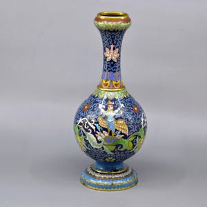 Vintage, Chinese, cloisonne vase, 9.25 inches tall, 1970s