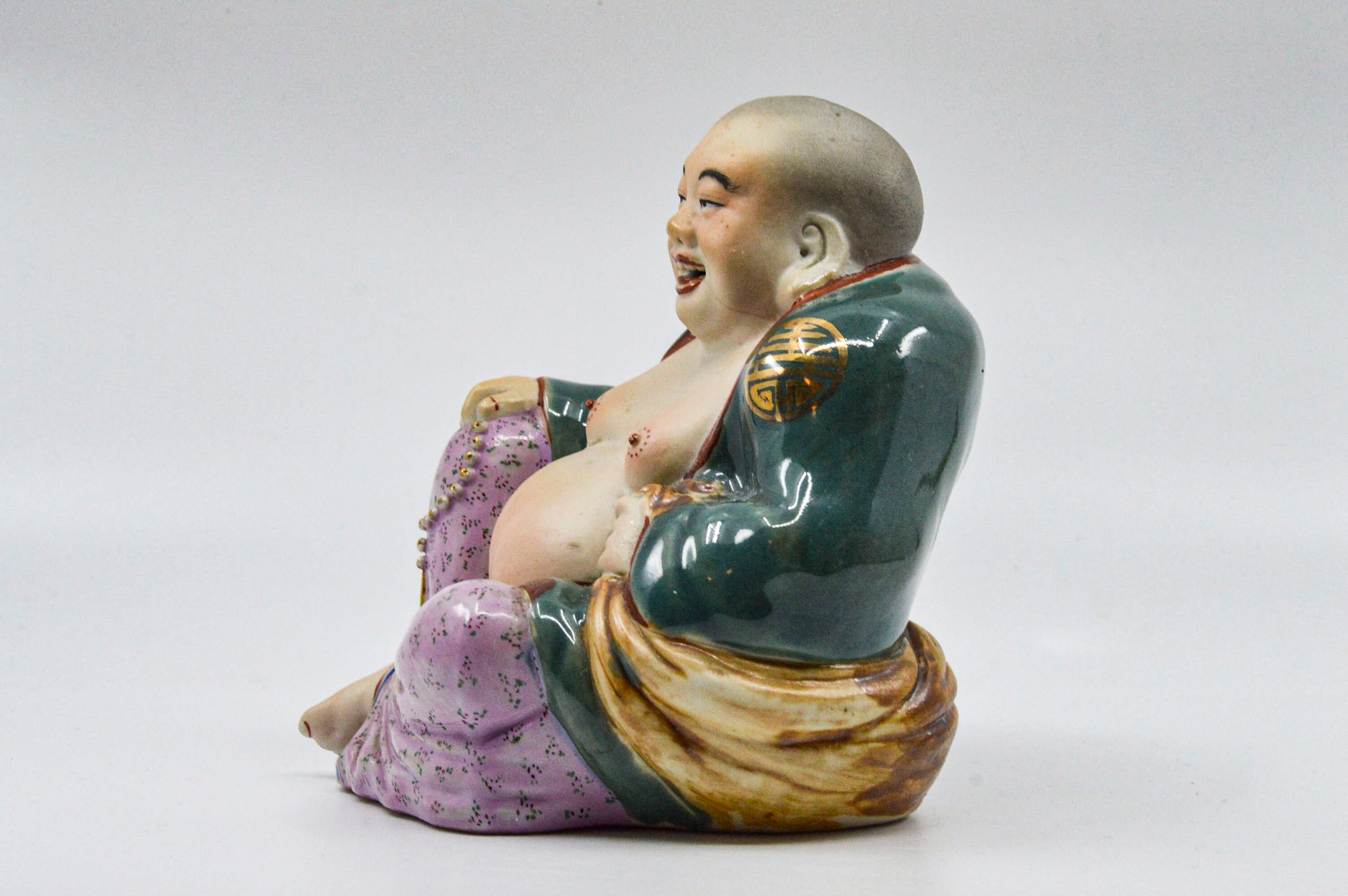 Antique Chinese Bisque Porcerlain Republic Period Happy Buddha Etsy