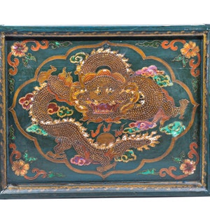 Antique Chinese wooden dragon decorated  frame , 19 x 15 inches, early 1900s