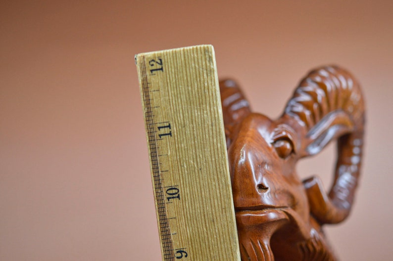 Flppy Ruler Vintage, Chinese, Carved , Wooden , Pair Rams Statues, 11 Inches Tall ...