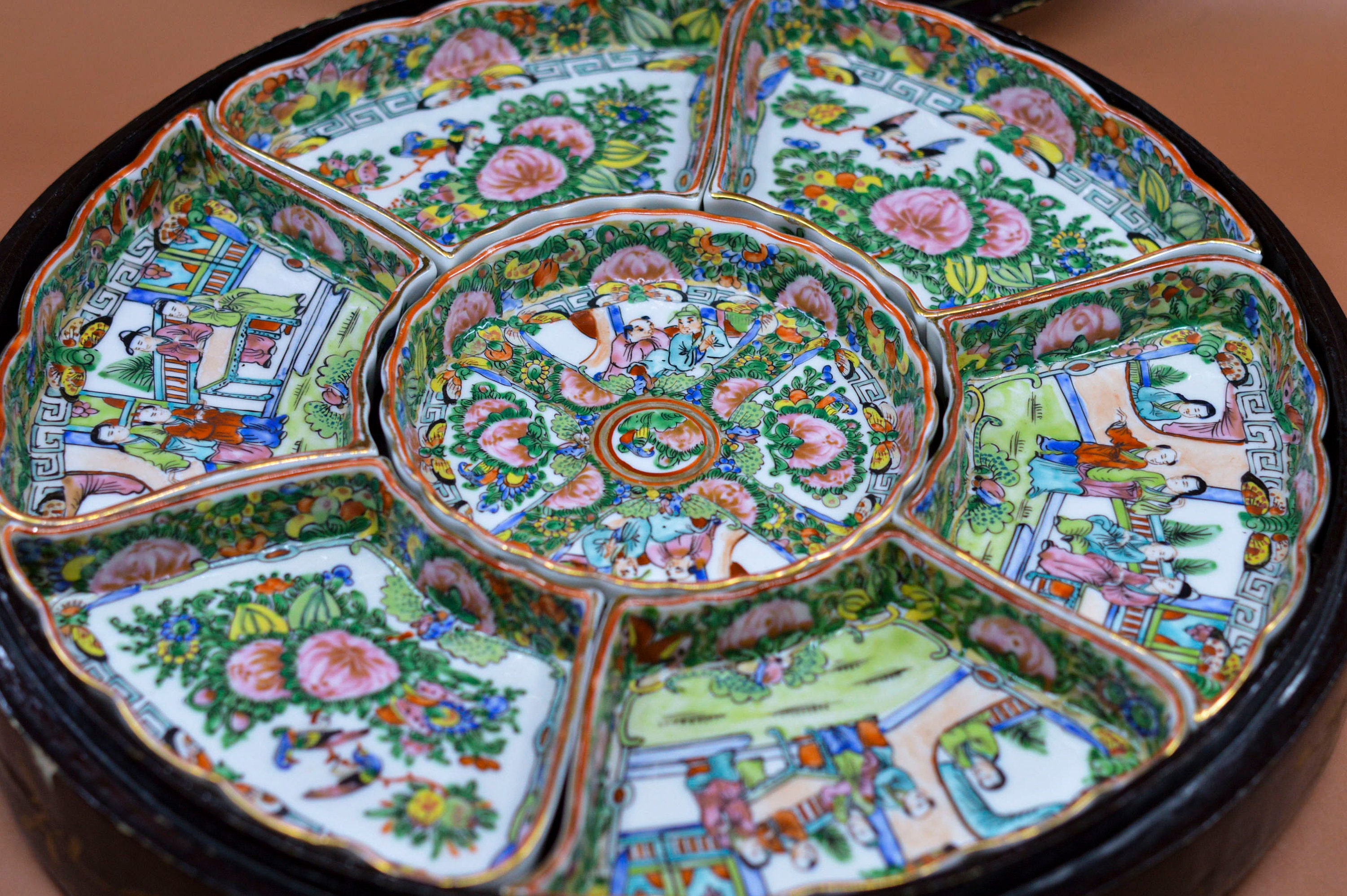 正規 Rose Chinese, Antique, Medallion, 12 Set, Dish , Susan Lazy 皿・プレート