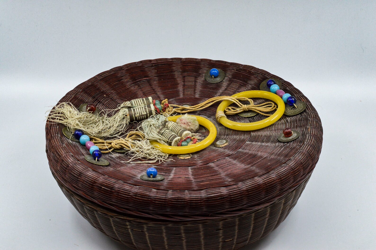 Antique Chinese Sewing Basket 11 Inches Wide 1930 40s Etsy