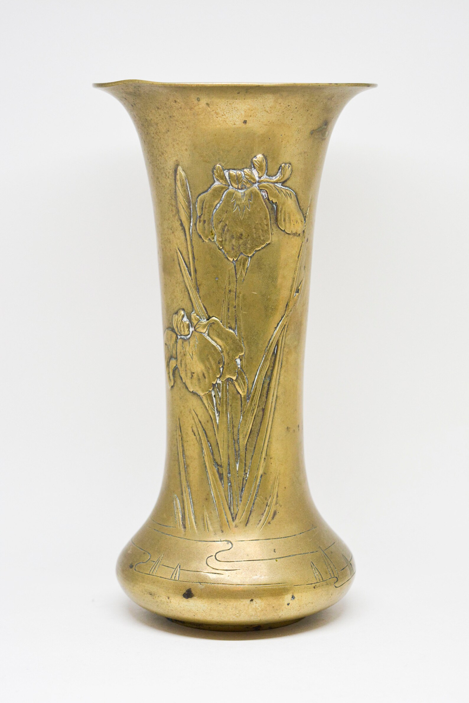 Japanese antique brass signed vase late 1800s 9.5 inches Etsy