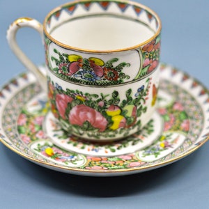 Antique, Chinese, porcelain, Rose Medallion, cup and saucer, 1920s