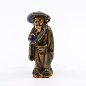 Antique, Chinese, ceramic, mud man, figurine, 2.75 inches tall,1920s