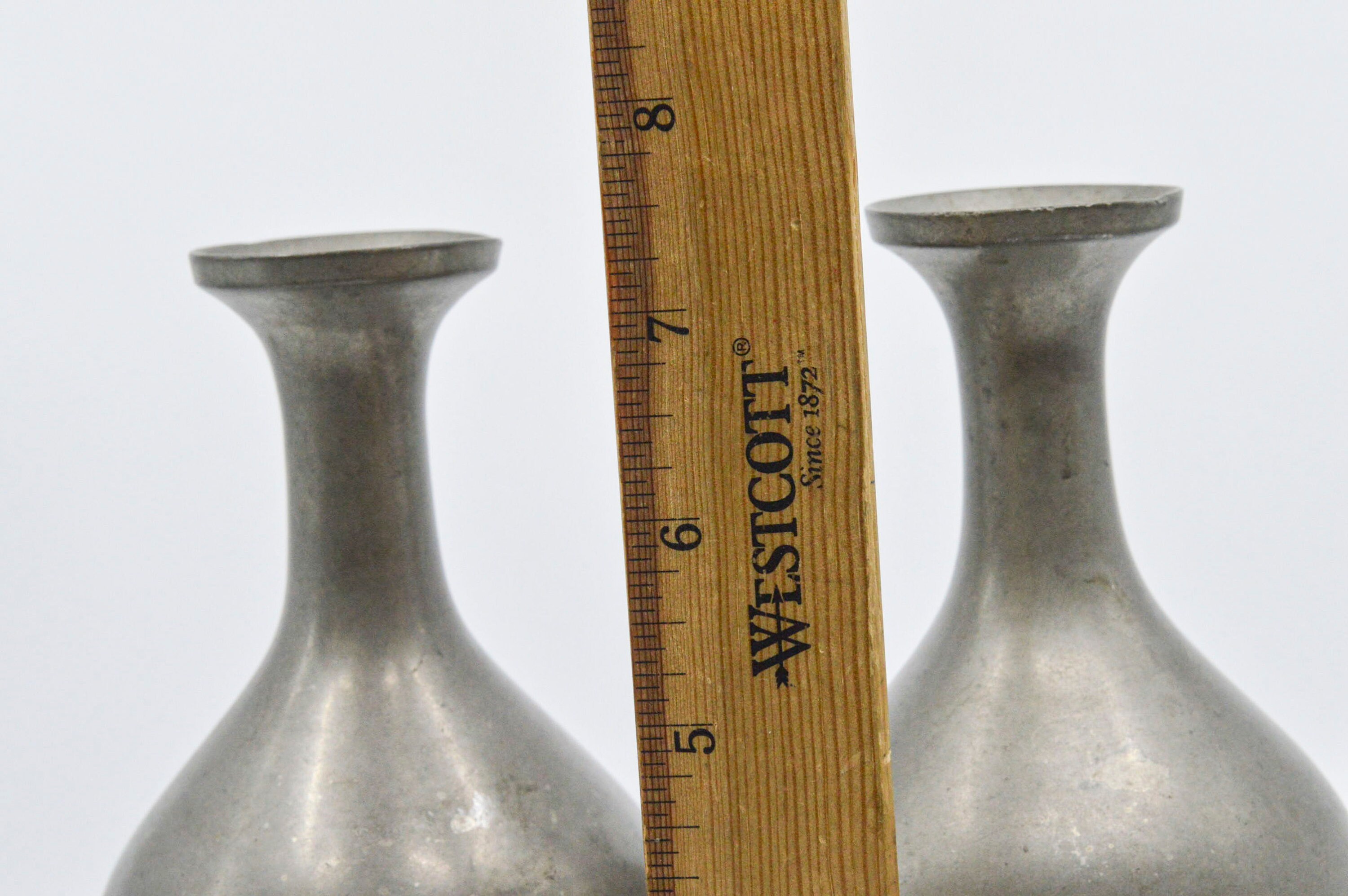Home Décor Vases 7.25 inches tall Vintage Japanese pewter pair vases or