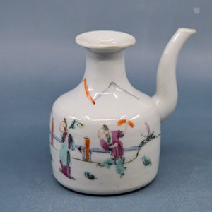 Antique, Chinese, porcelain, small teapot, 4 inches tall, 1900s