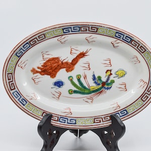 Vintage Chinese porcelain , oval dish ,9.5 x 6.5 inches..1970s